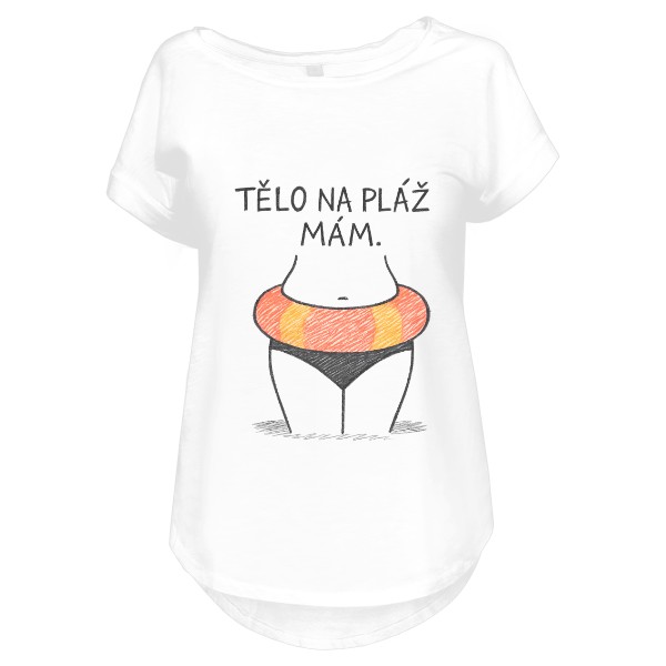 Tričko s potiskem Tělo na pláž mám. - vtipný motiv